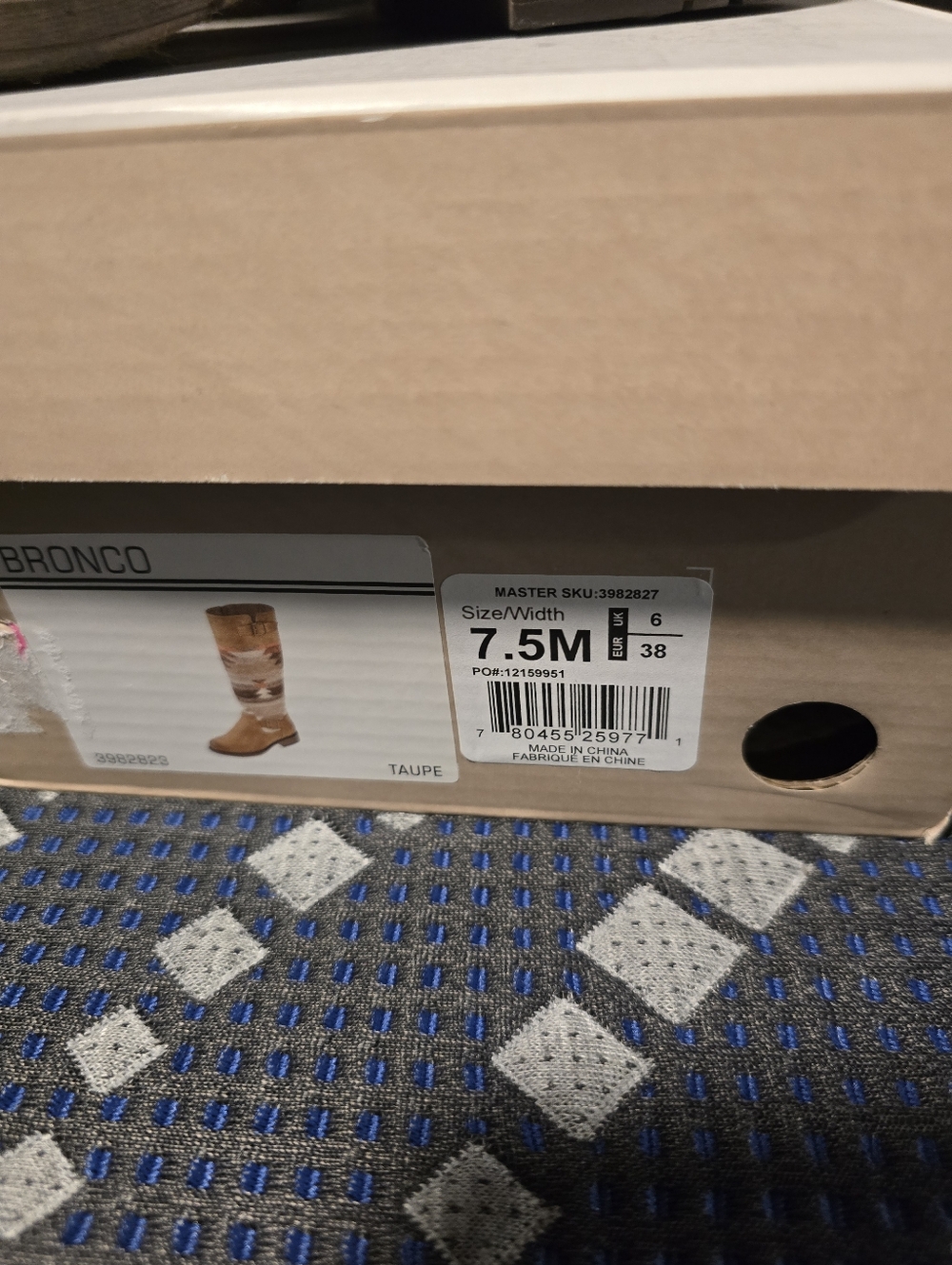 Bronco Taupe Western Knee-High Boots (7.5M)